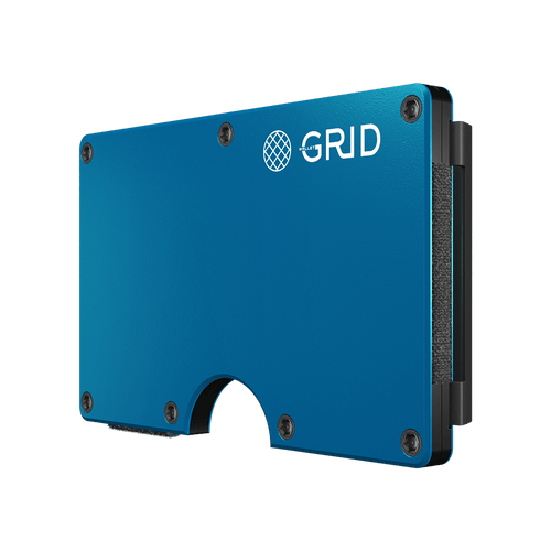 GRID Blue Aluminum metal wallet